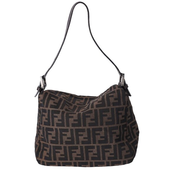 FENDI Zucca Handbag Dark Brown Brown Jacquard Leather - Picture 3 of 7
